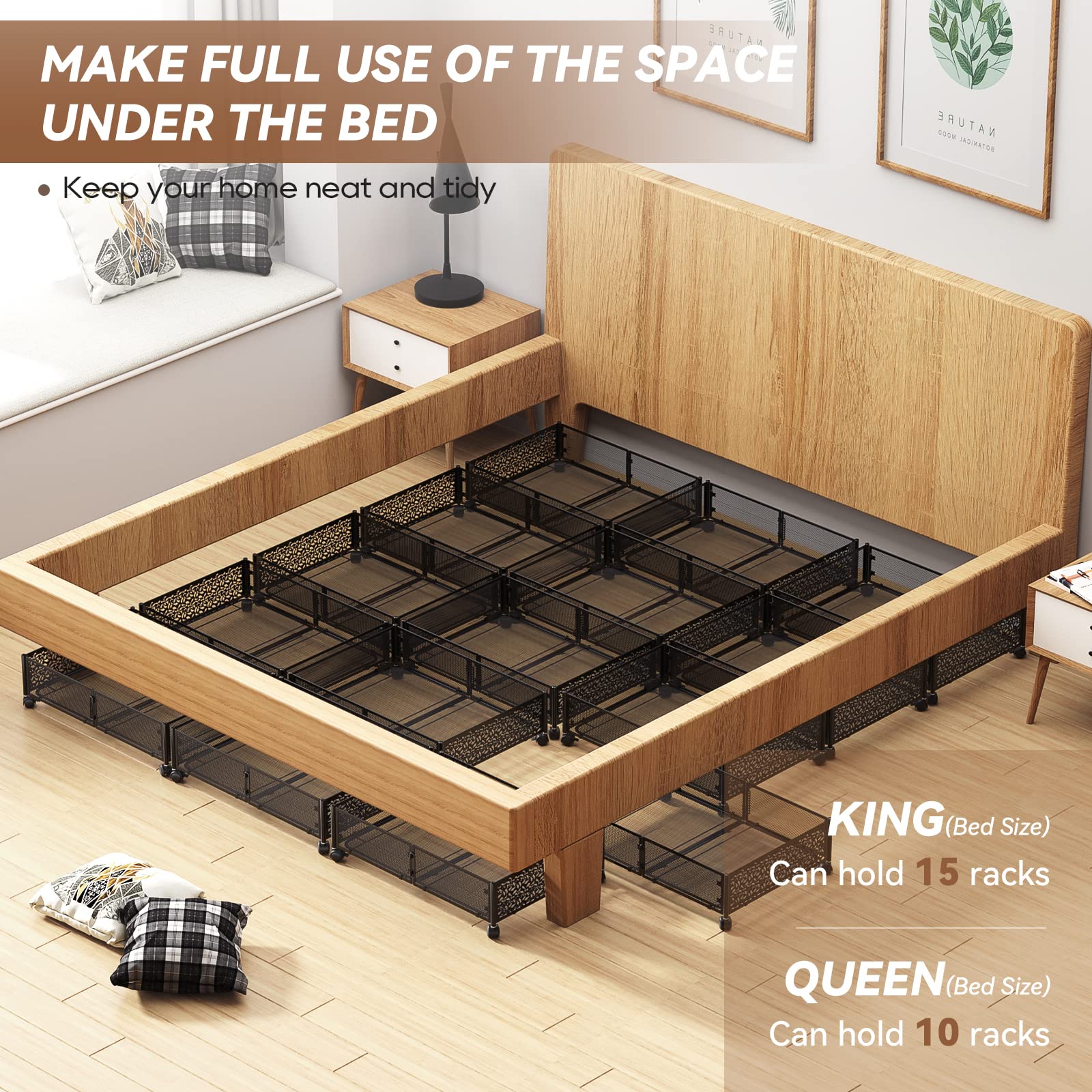 PHINOX storage filled with folded clothes illustrating heavy-duty support and organization