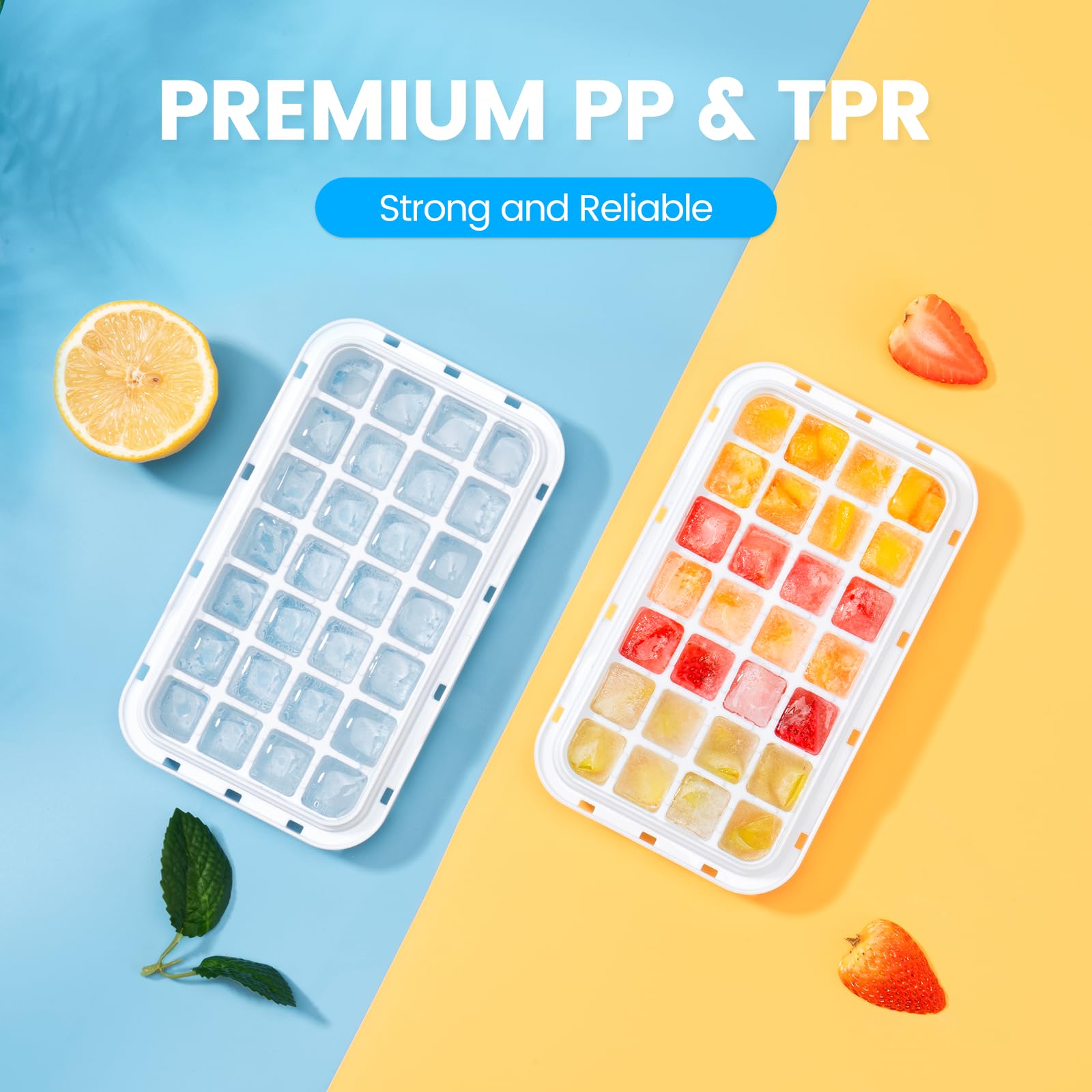 PHINOX tray stored in a small freezer showing space-saving fit
