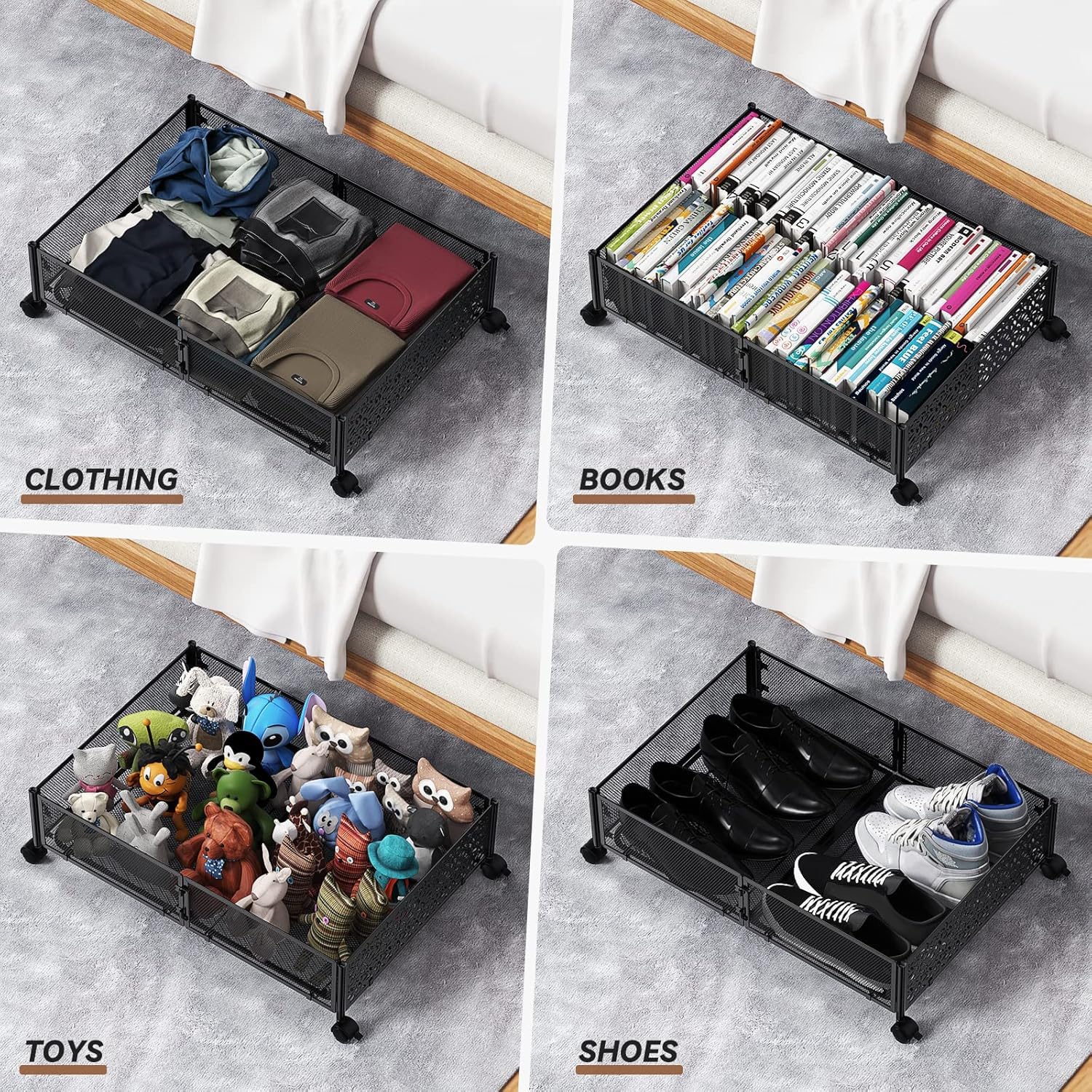 PHINOX under bed scale comparison showing slim 6.22-inch height fits most frames