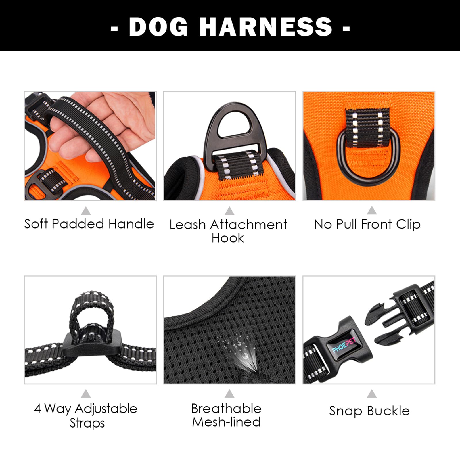 PHOEPET front leash attachment demonstration reducing pulling