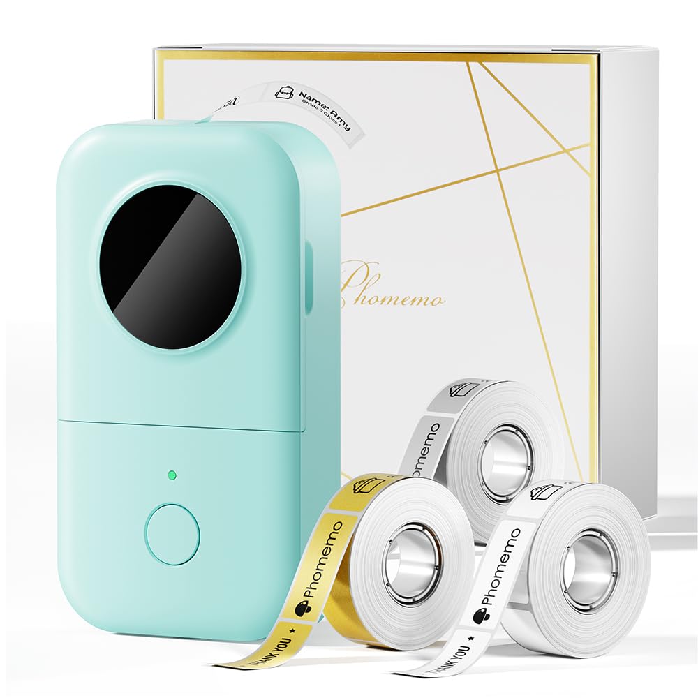 Phomemo D30 front view showing compact design and power button for portability