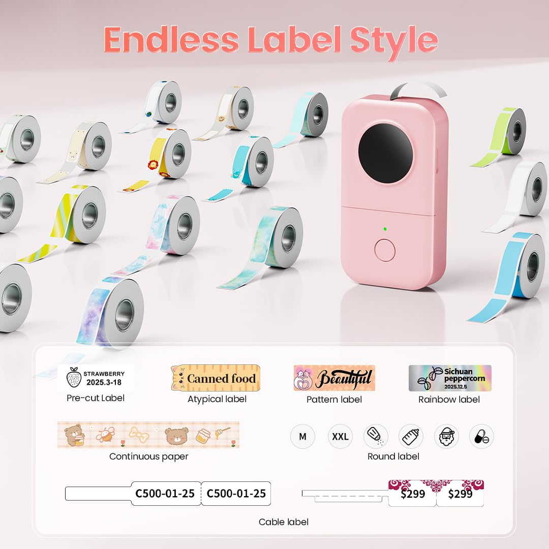 Phomemo D30 on an office desk printing file labels, improving workplace organization