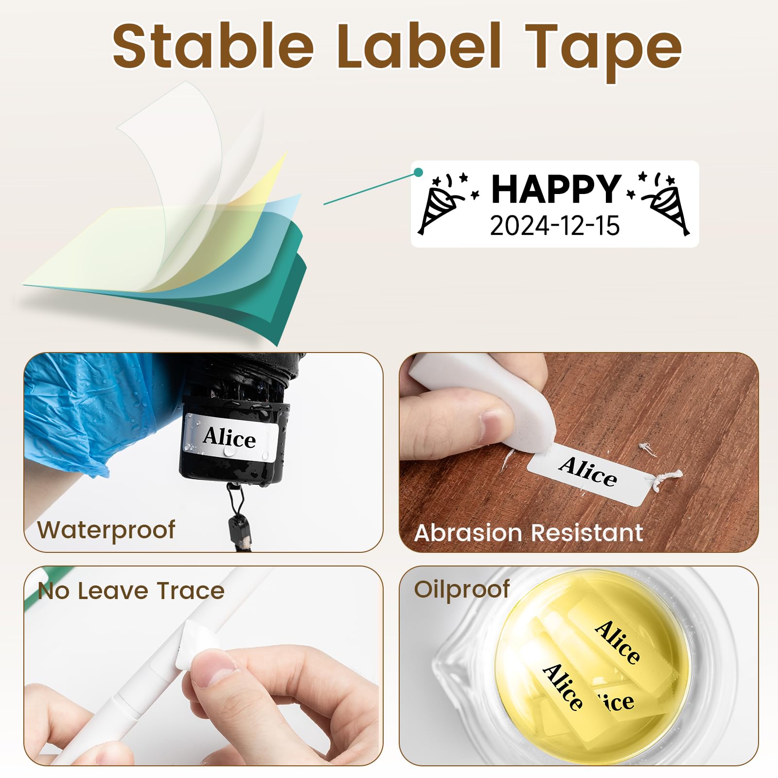 Phomemo D30 close-up of printed labels showing clear text and barcode usability