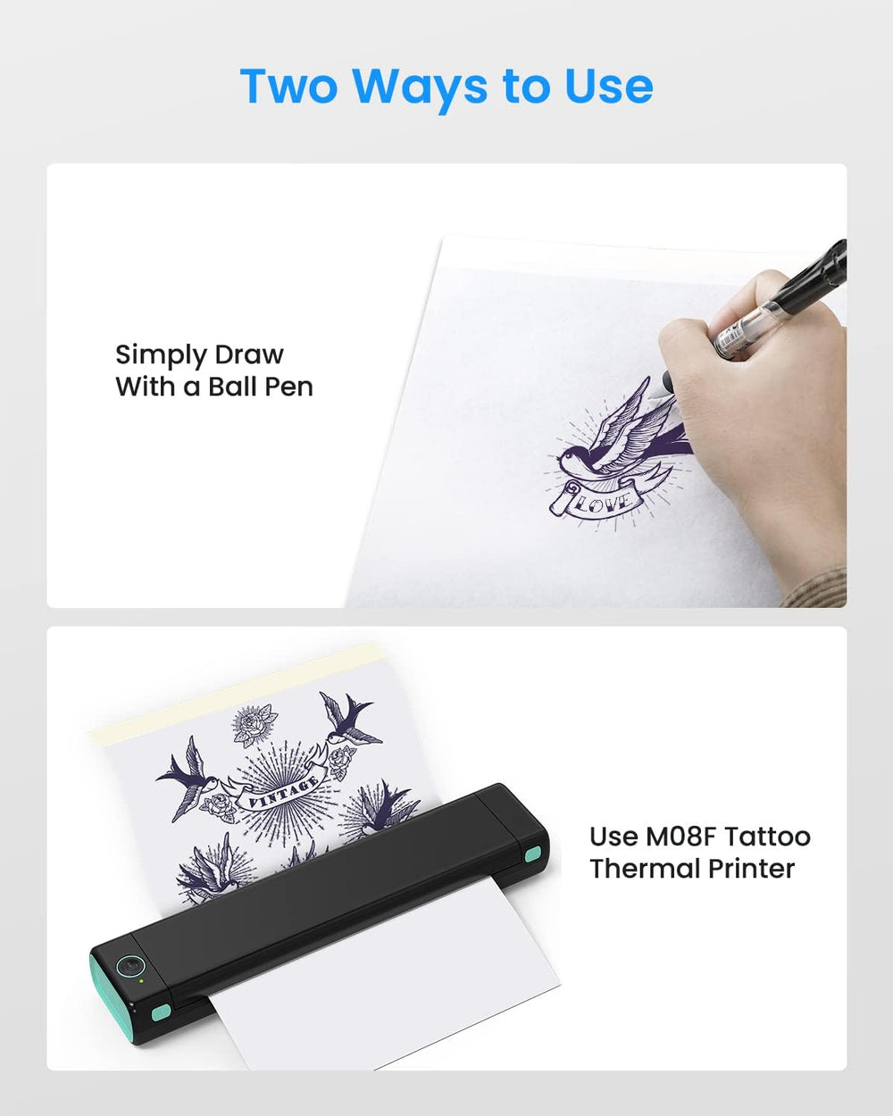 Phomemo sheet being hand-traced with pen showing quick manual use benefit