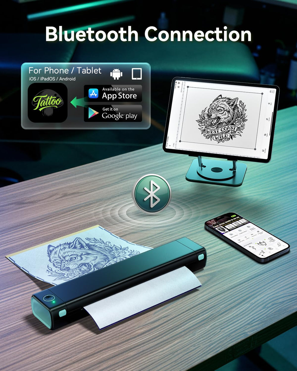Phomemo app interface on smartphone paired with Phomemo M08F for quick editing