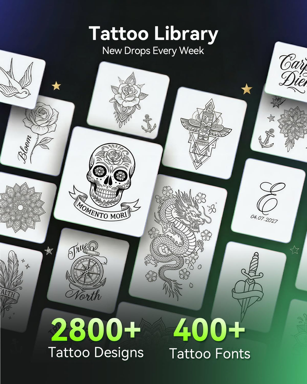 Phomemo tattoo transfer paper pack with printer showing ready-to-print convenience