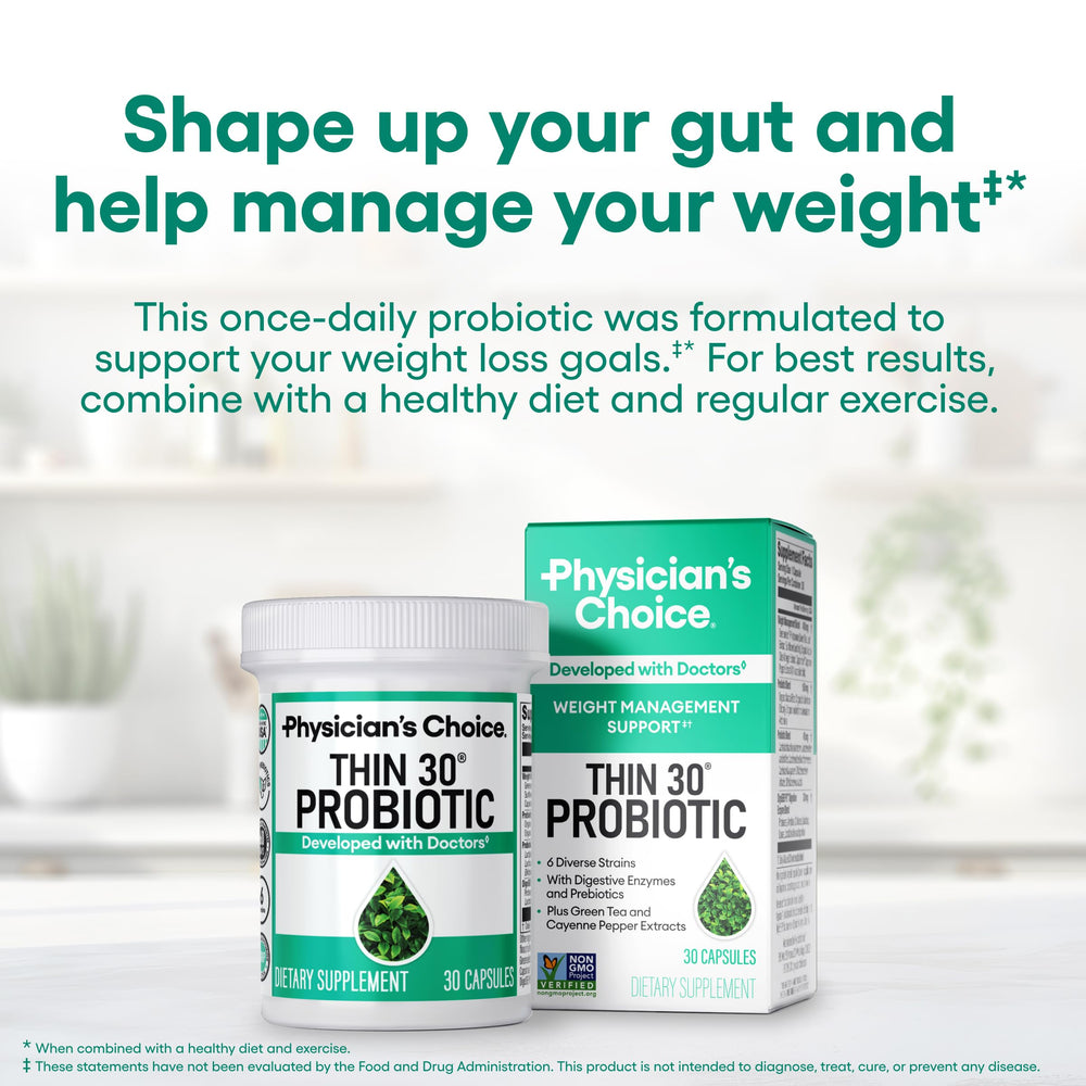 Physician's CHOICE label close-up displaying supplement facts and benefits