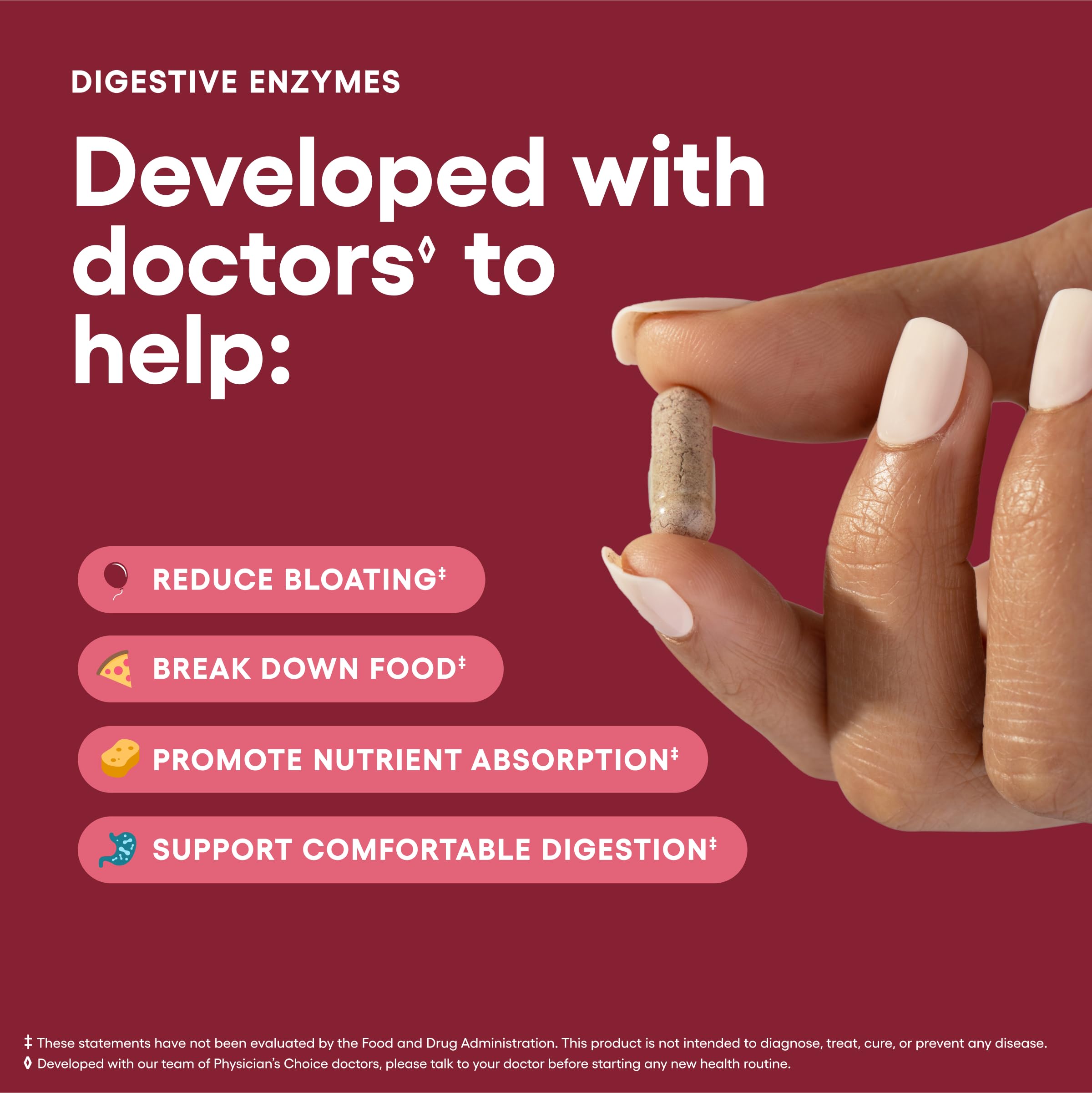 Physician's CHOICE label detail with supplement facts and third-party testing reassurance