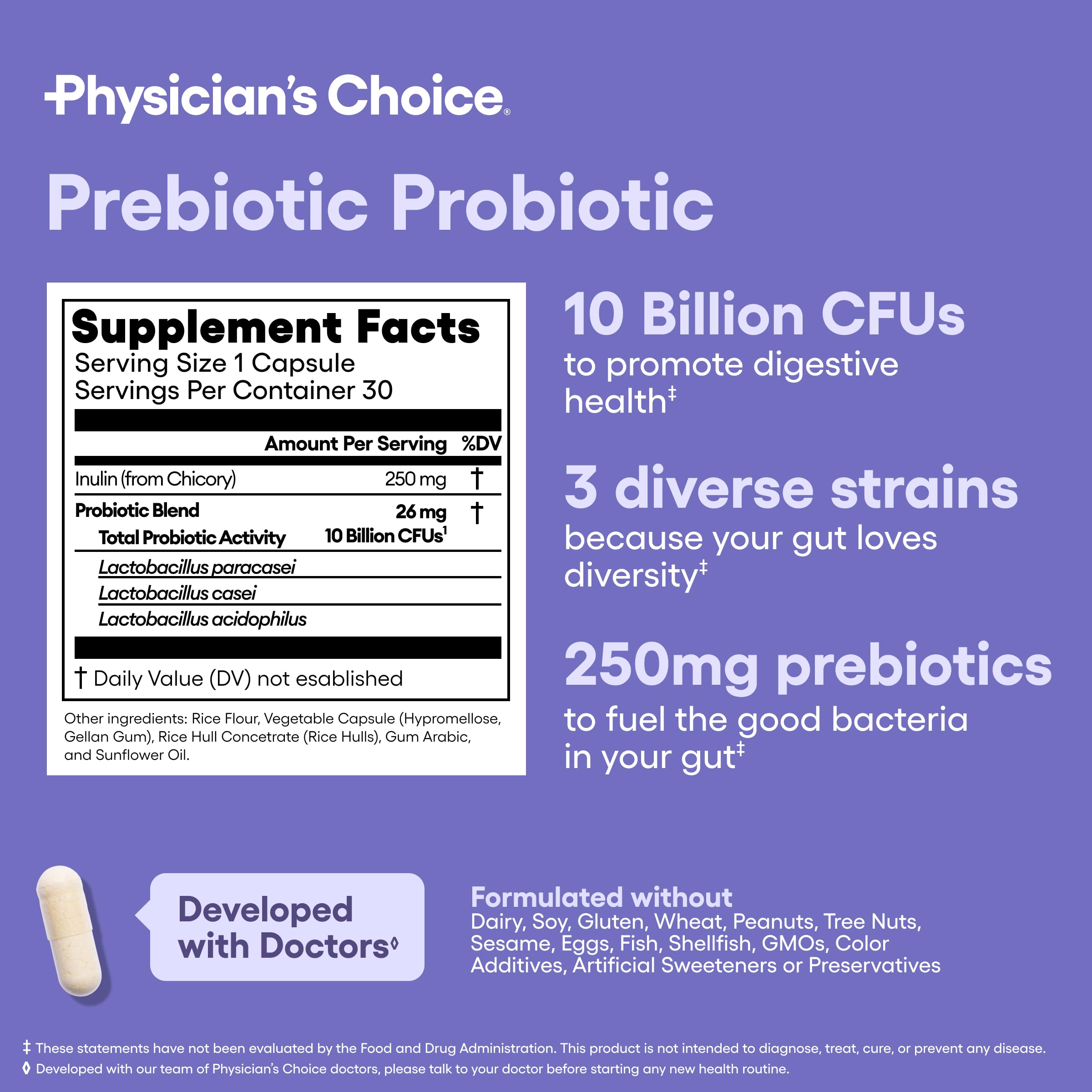 Physician's CHOICE bottle in travel bag showing shelf-stable, on-the-go benefit