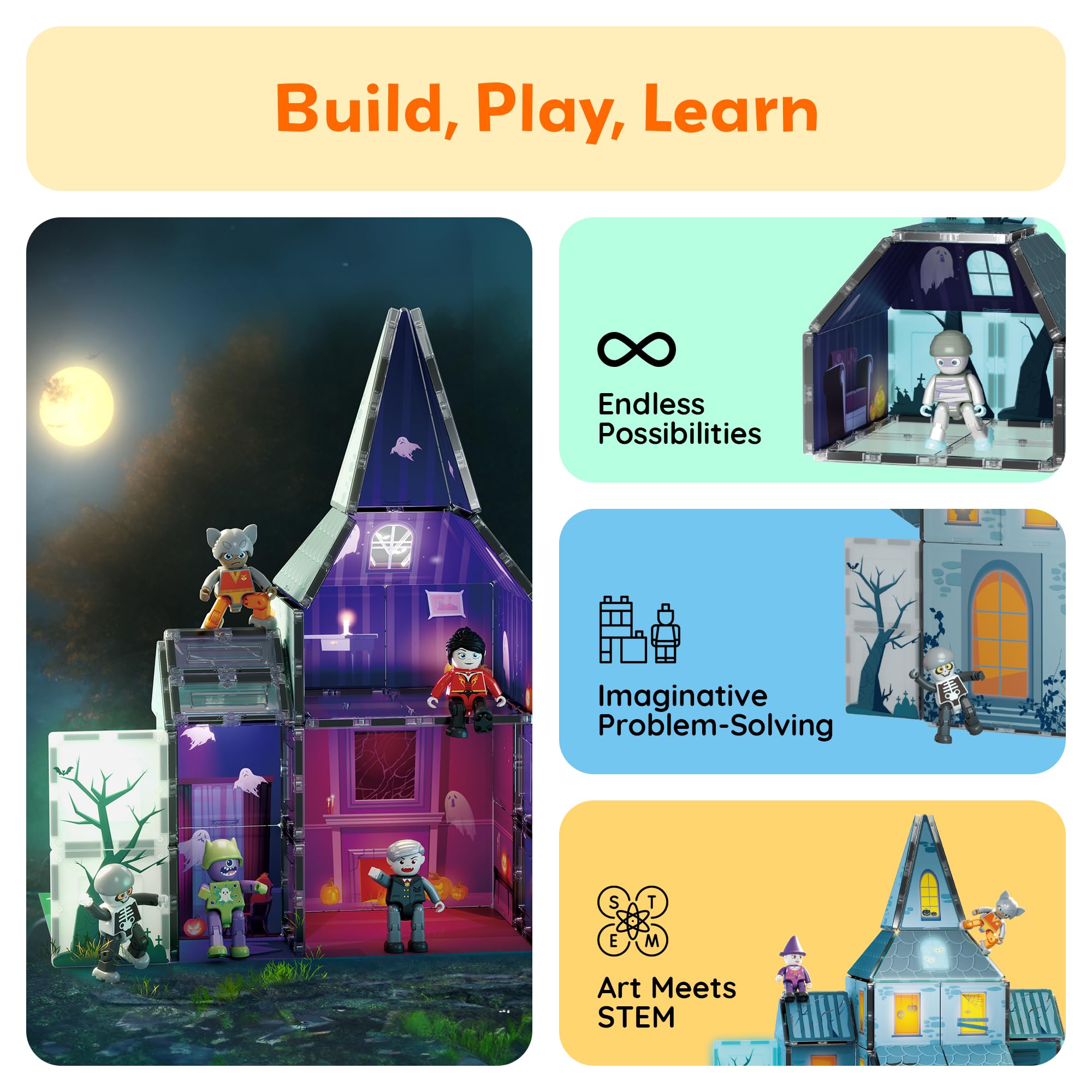 PicassoTiles completed haunted mansion full view inspiring storytelling benefit imaginative play
