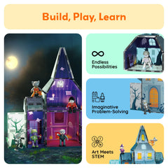 PicassoTiles completed haunted mansion full view inspiring storytelling benefit imaginative play