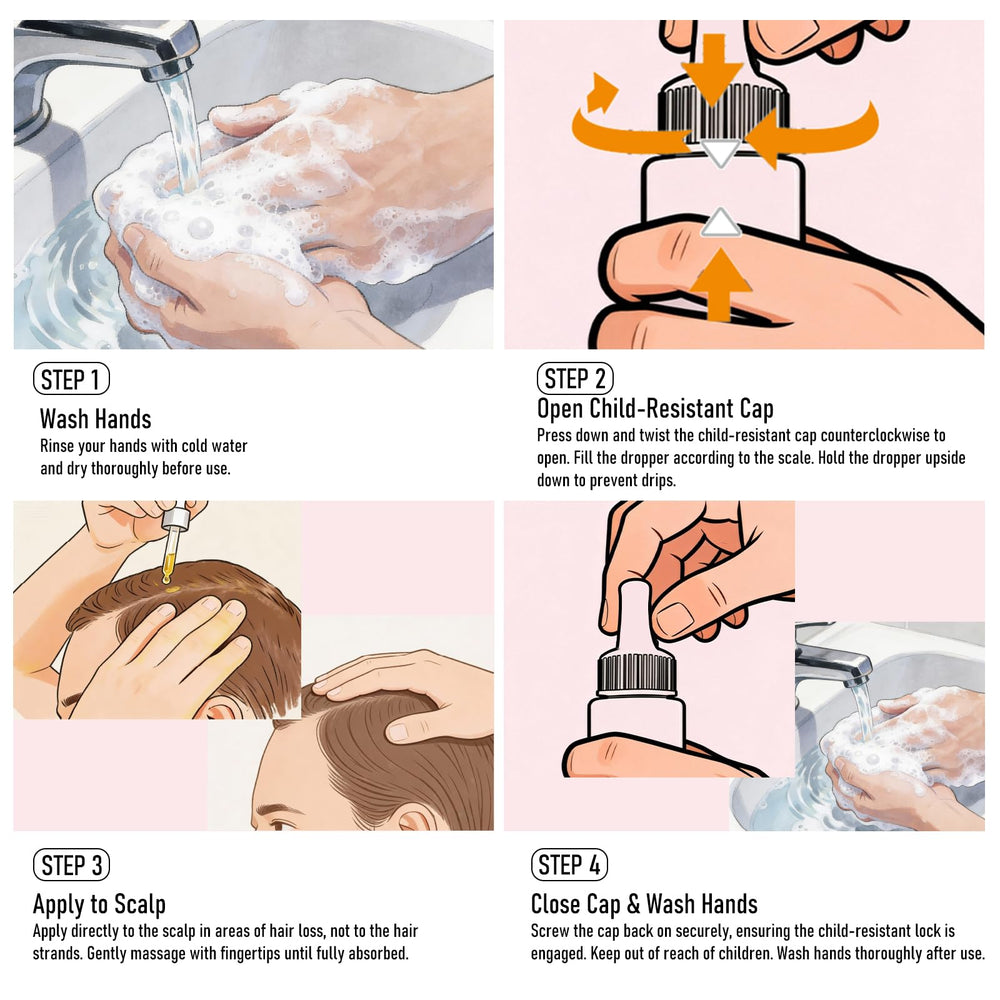 PickClub label close-up showing active ingredients 5% Minoxidil and Biotin benefits