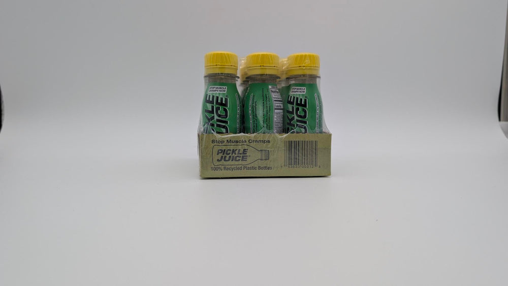 Pickle Juice twelve-shot pack laid out on white background for quantity view