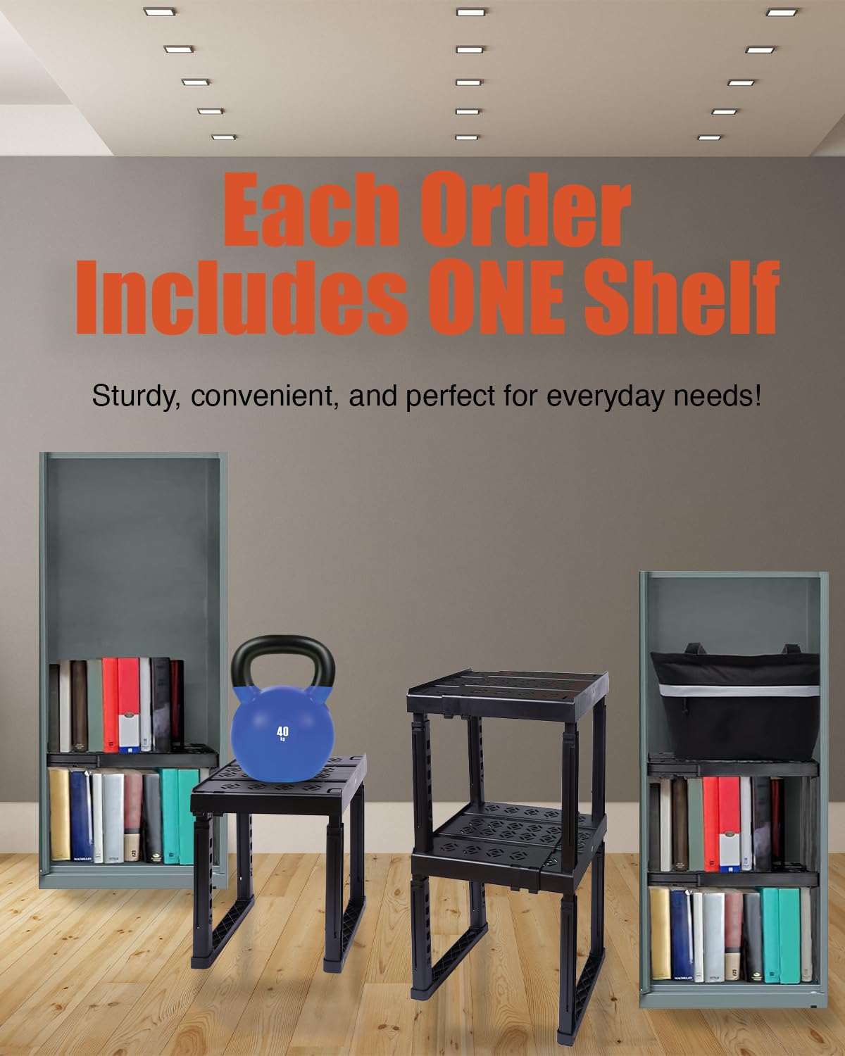 Piffny shelf installed in a school locker organizing books and supplies