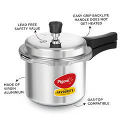 Pigeon pressure cooker bakelite handle close-up highlighting ergonomic grip and heat resistance benefit