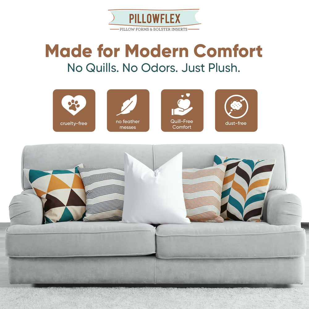 Pillowflex insert placed in an 18x18 sham showing a tight, karate-chop finish