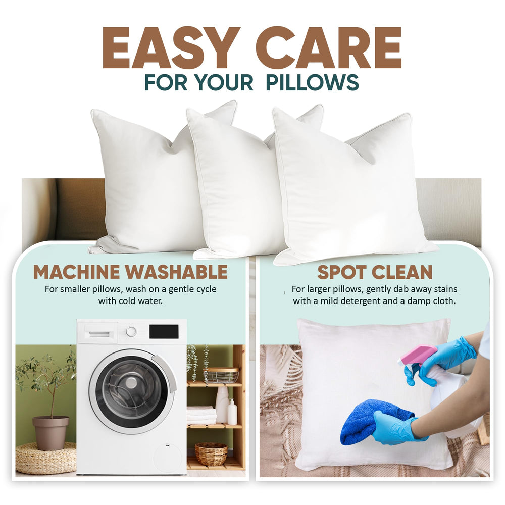 Pillowflex folded packaging with care tag showing easy-care and storage benefit