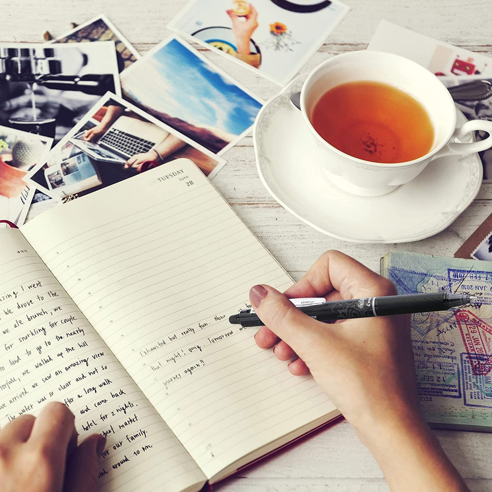 PILOT FriXion Clicker in a planner showing erasable note corrections for organized planning