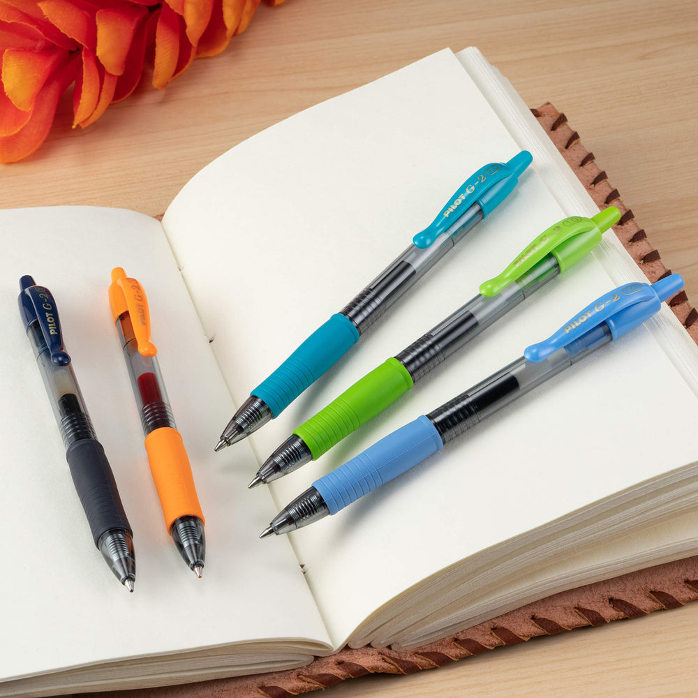 PILOT G2 writing sample on paper showing bold 1.0mm strokes for clarity