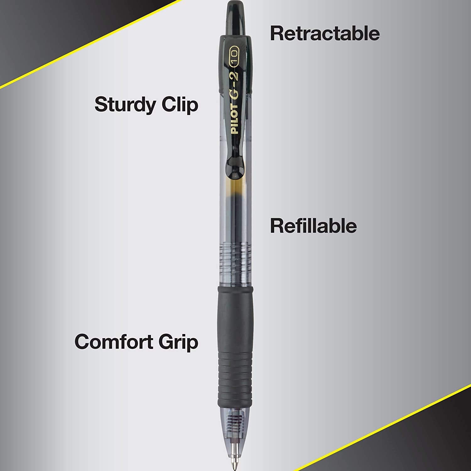 PILOT G2 close-up of 1.0mm tip and ink flow for smooth bold lines