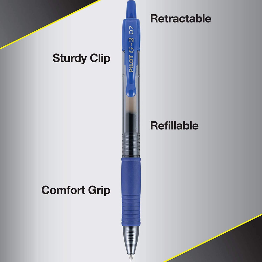 PILOT G2 pen writing in a notebook for clear, smear-resistant notes