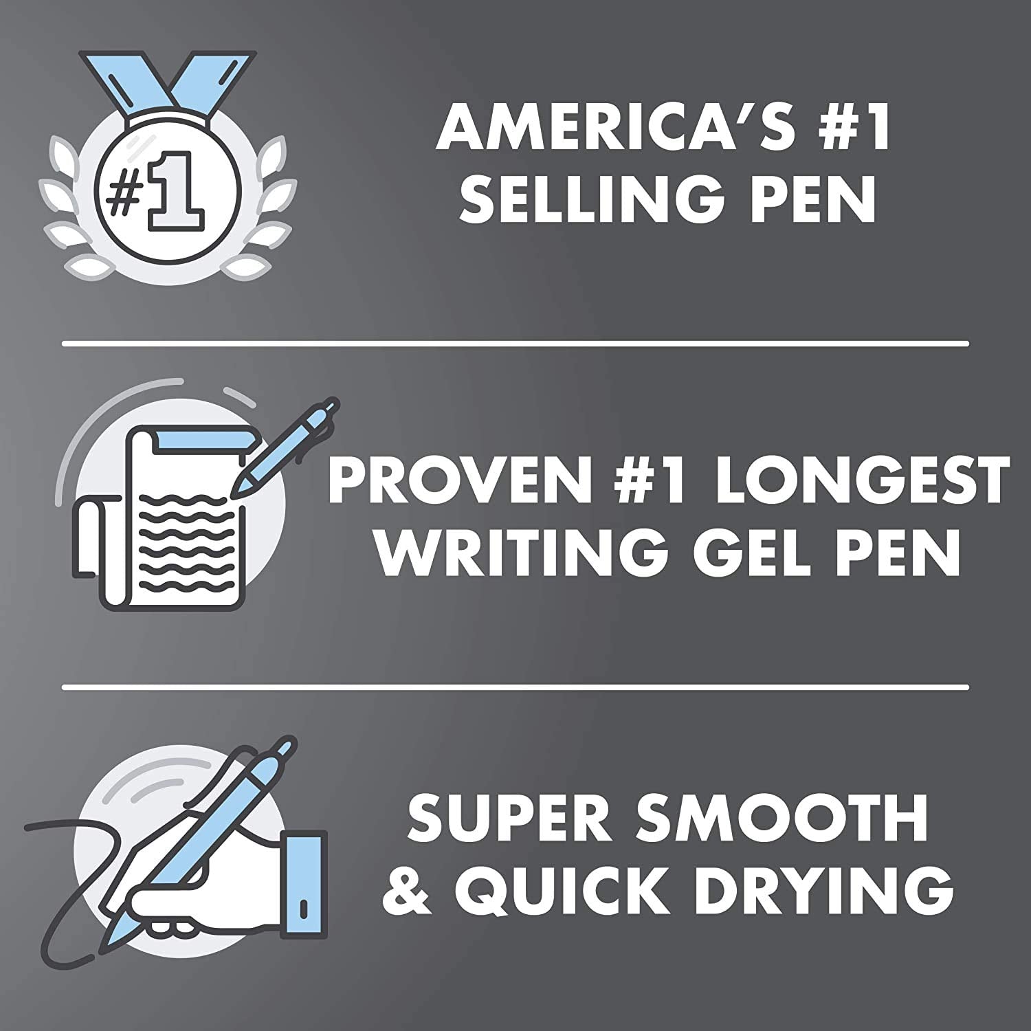 PILOT G2 writing sample on paper showing bold dark black and blue strokes