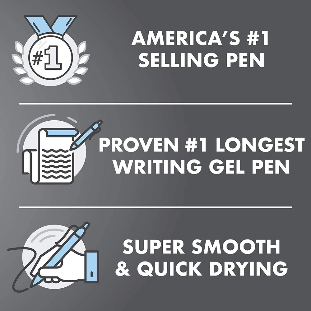 PILOT G2 writing sample on paper showing bold dark black and blue strokes