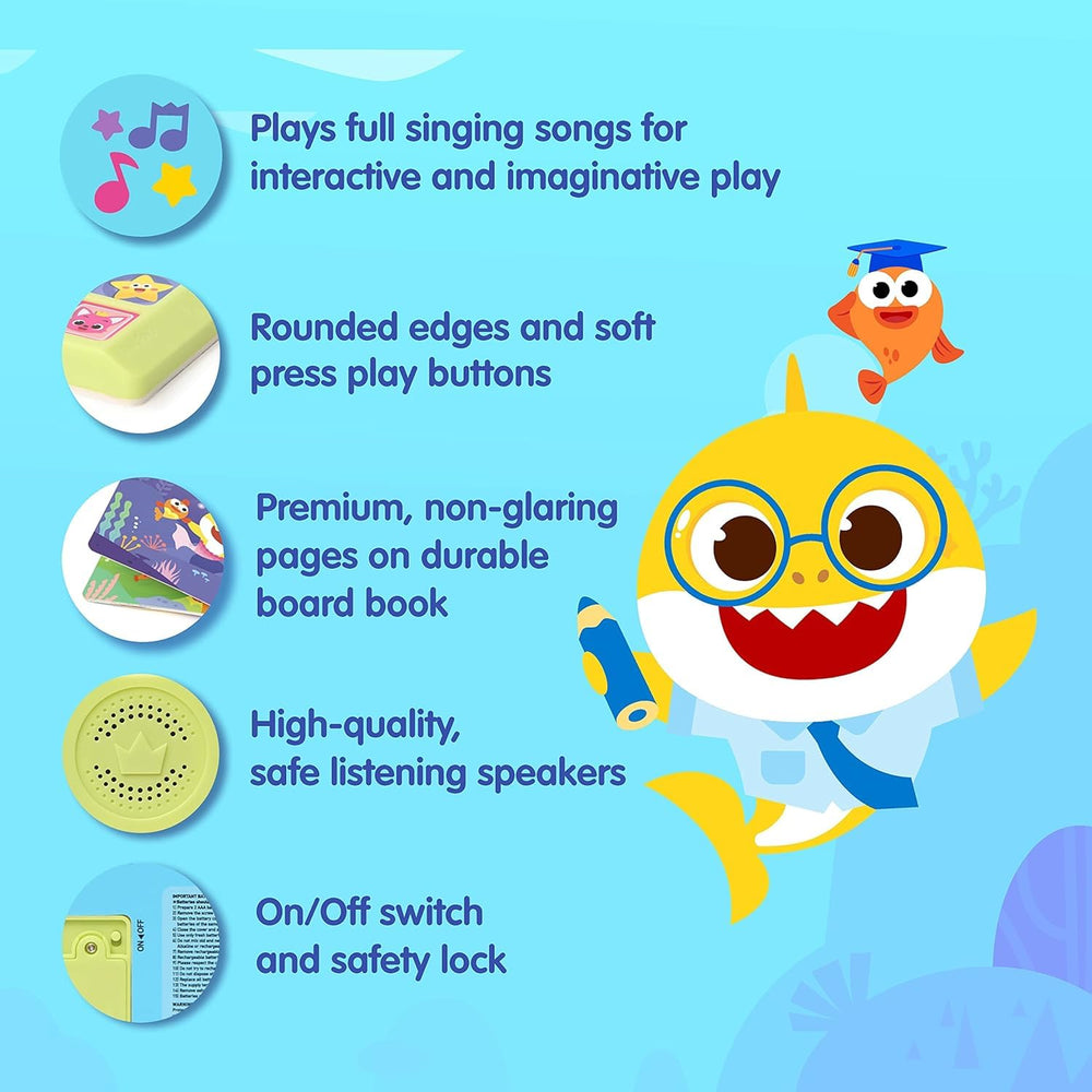 Pinkfong Baby Shark open pages with lyrics and benefit: supports early reading skills