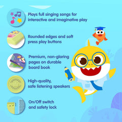 Pinkfong Baby Shark open pages with lyrics and benefit: supports early reading skills