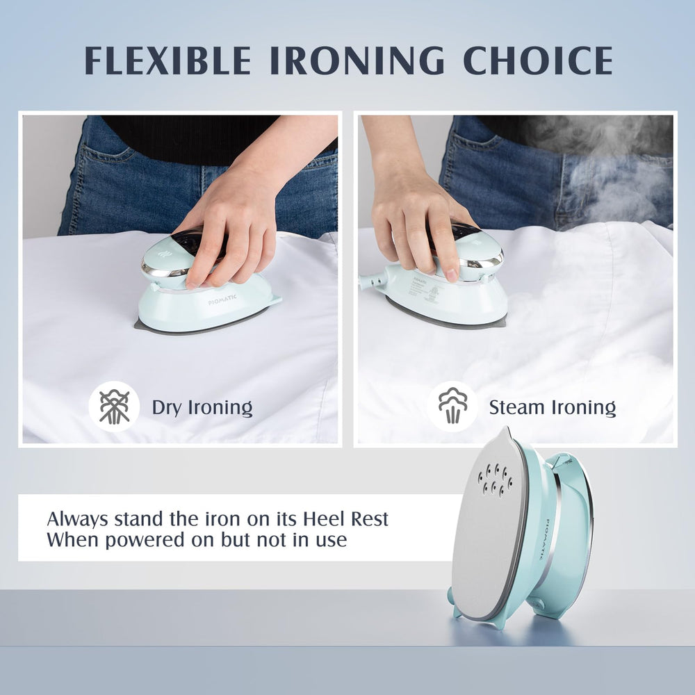 PIOMATIC iron in carry-on luggage illustrating travel-ready convenience benefit