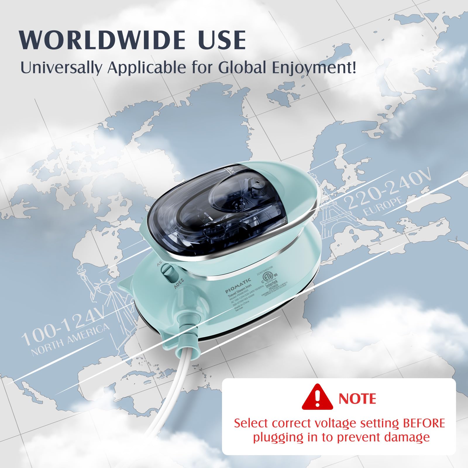 PIOMATIC soleplate close-up with non-stick finish for smooth gliding benefit