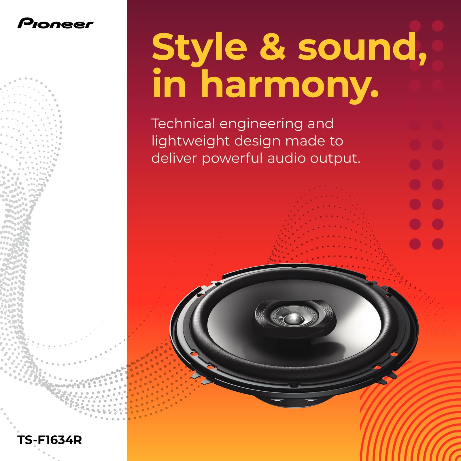 PIONEER side profile displaying speaker depth for easy in-door installation