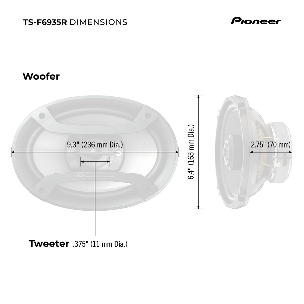 PIONEER TS-F6935R installed in car rear deck showing improved in-cabin sound