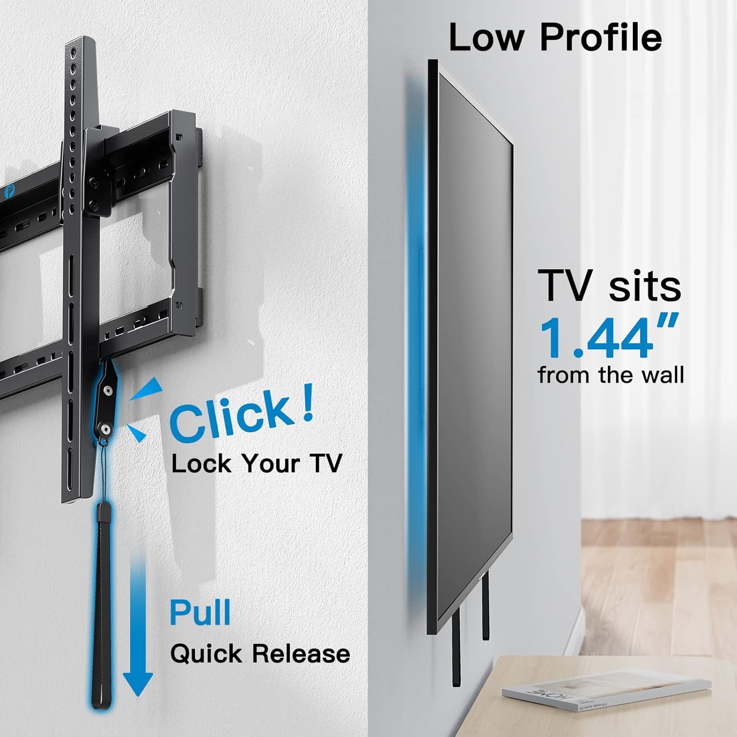Pipishell two people installing TV showing safe lift and alignment benefit