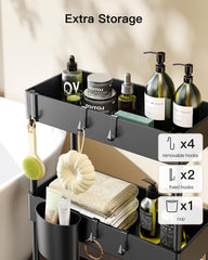 Pipishell side hooks and removable cup holding brushes and towels for easy access