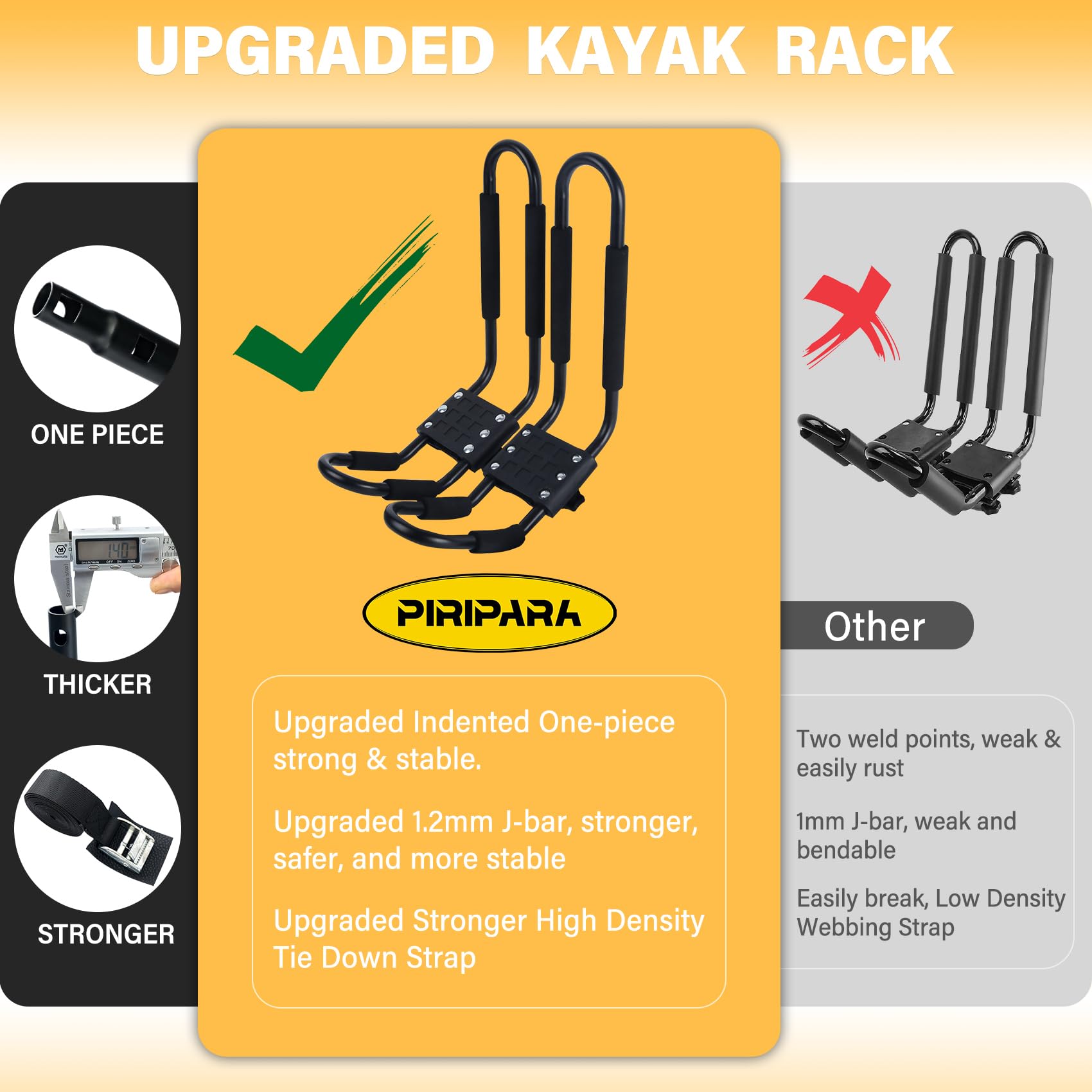 PIRIPARA racks mounted on SUV crossbars demonstrating stable roof transport