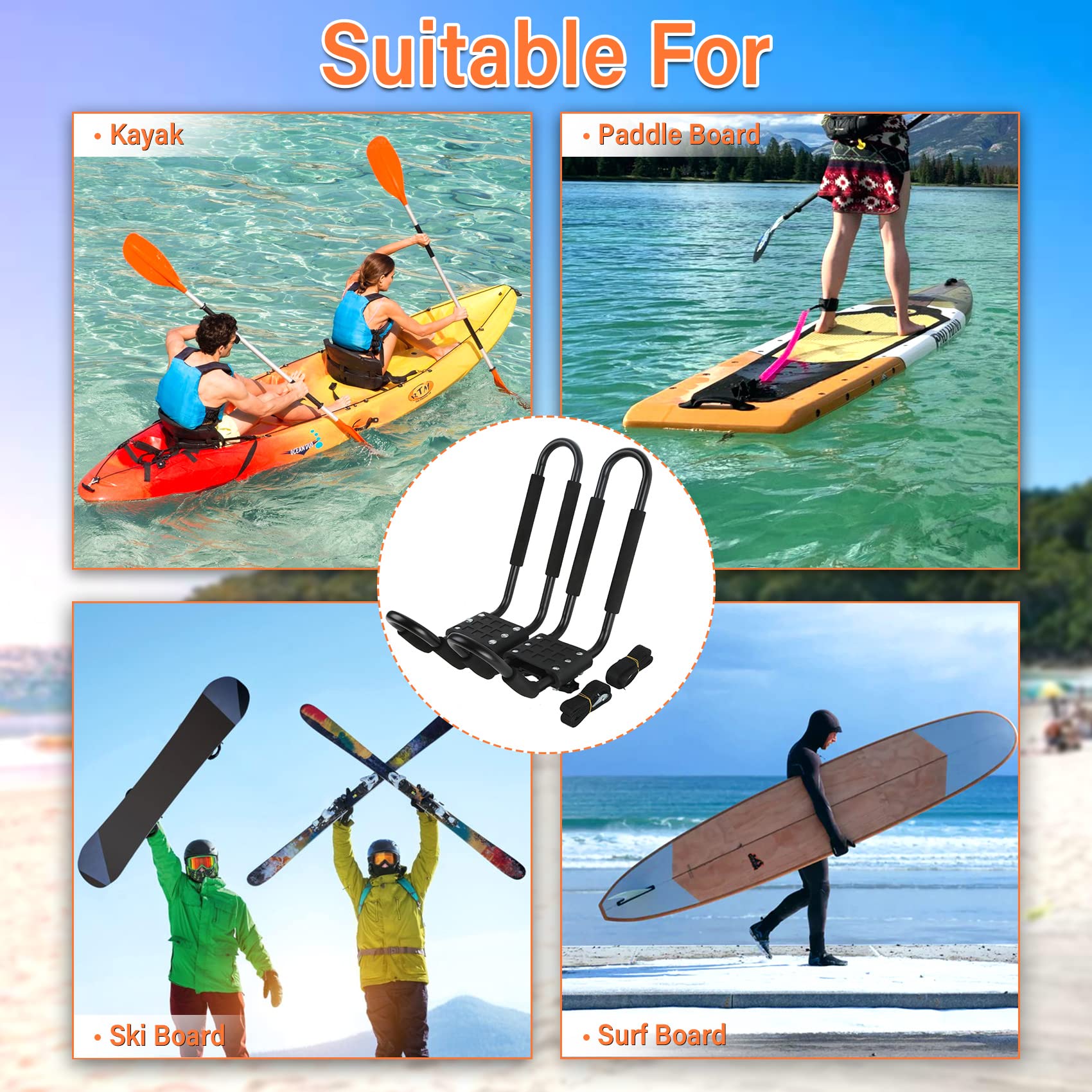 PIRIPARA carrying two kayaks on roof to show space-saving capacity