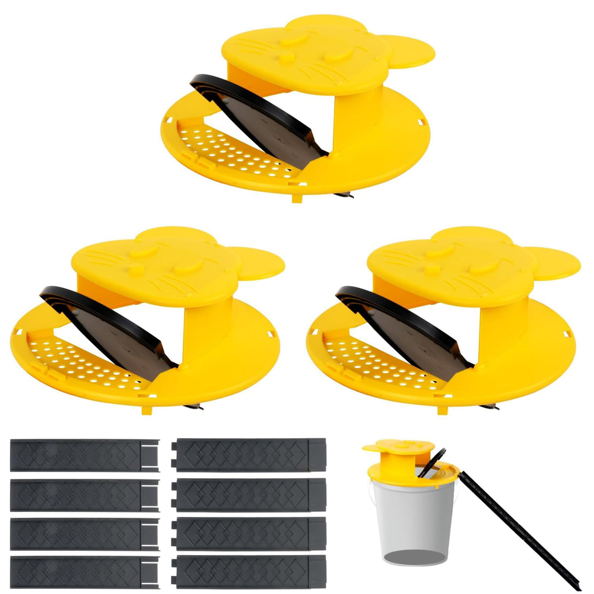 Pirosim front view attached to bucket showing multi-catch benefit