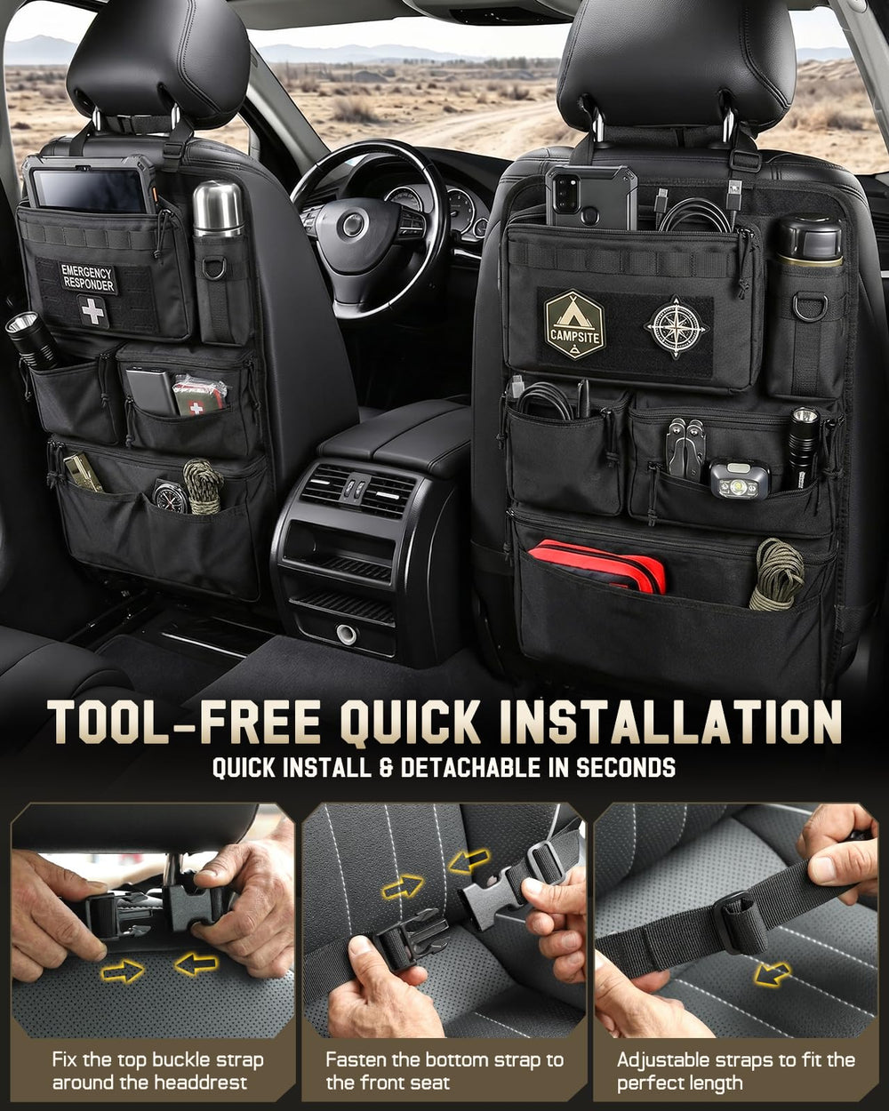 Pitozer installed in SUV backseat to maximize passenger storage space