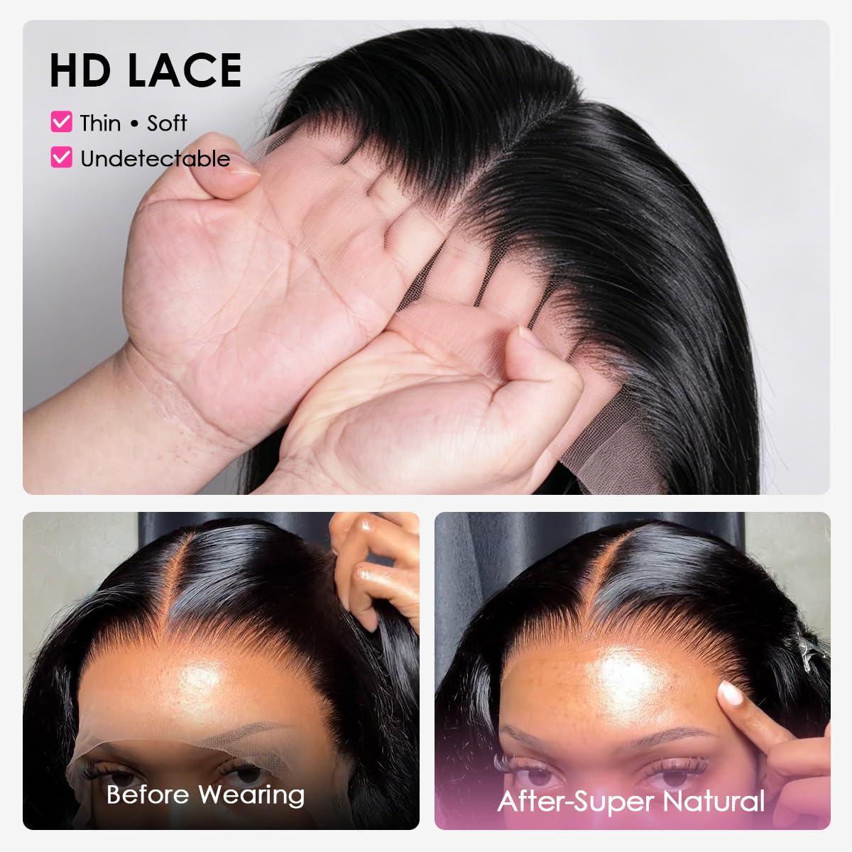 Pizazz detailed shot of body wave texture showing soft, manageable waves benefit