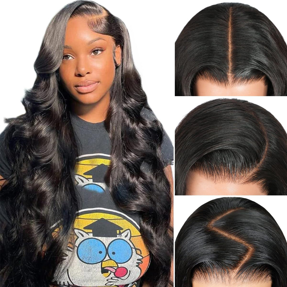 Pizazz front view of 13x6 body wave wig showing natural hairline and volume benefit