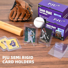 PJU holder with sleeved card inserted demonstrating secure protection for grading