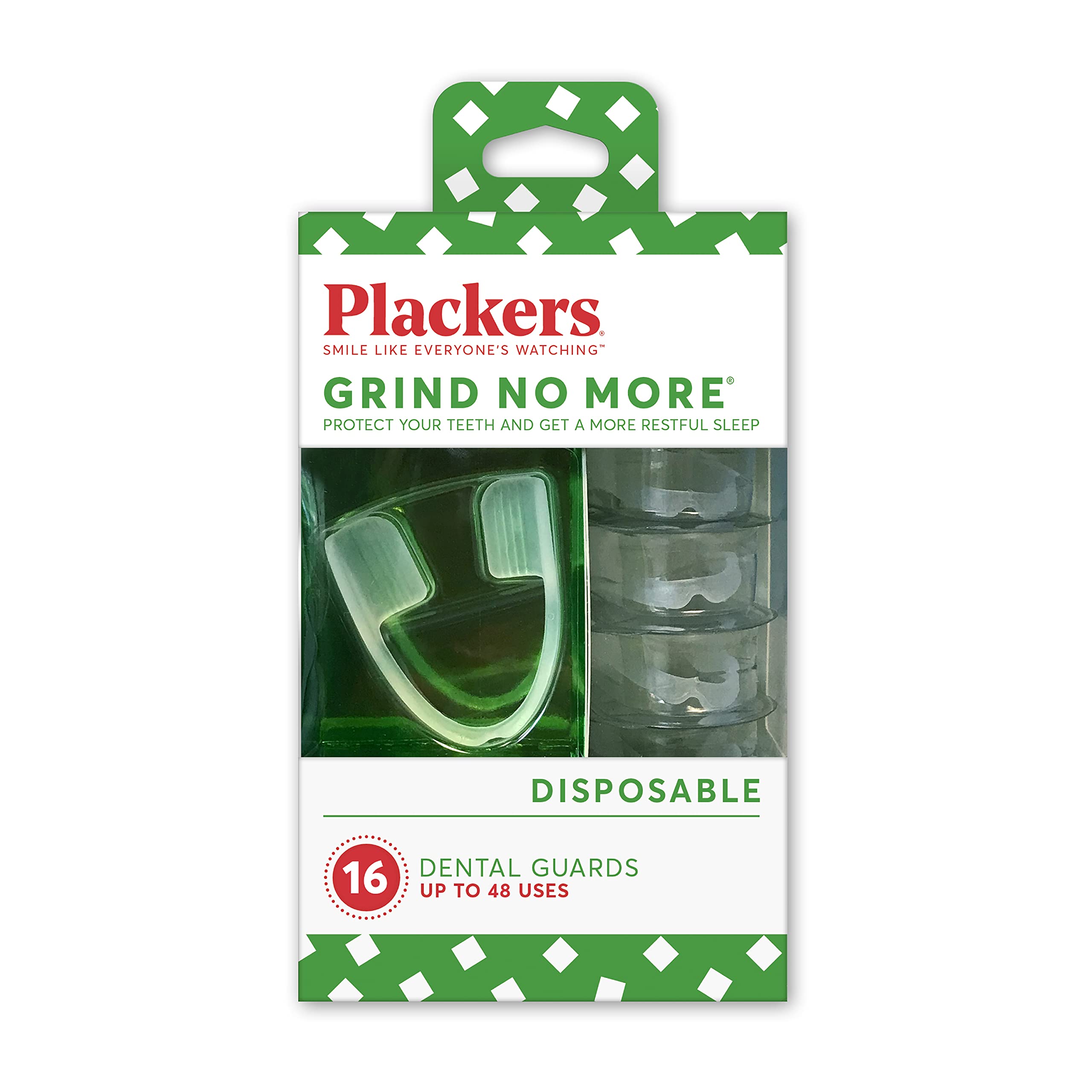 Plackers front packaging showing 16-count guards and benefits