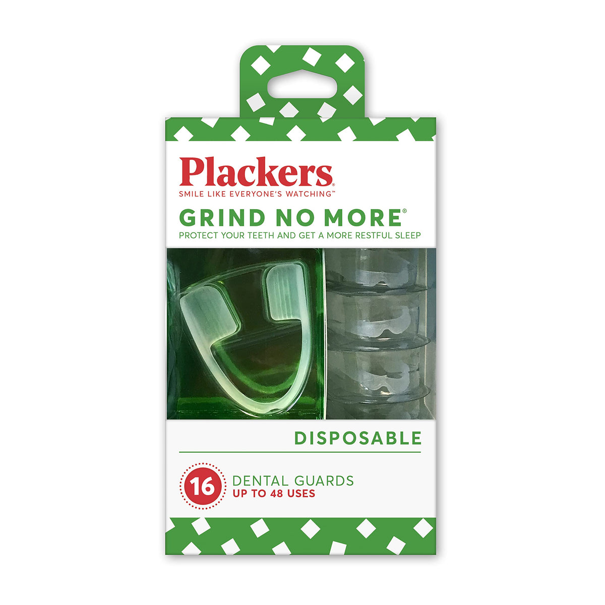 Plackers front packaging showing 16-count guards and benefits