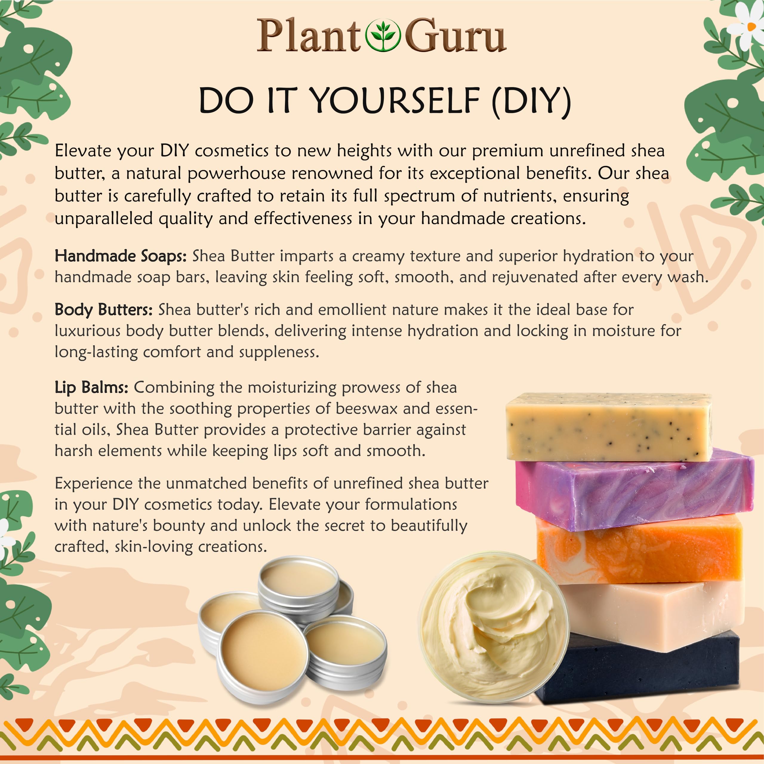 Plant Guru shea butter with soap-making ingredients for DIY benefits