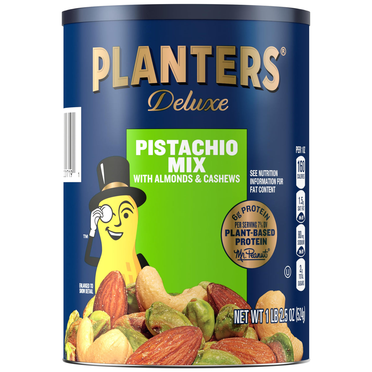 PLANTERS front canister shot showing label and resealable lid for freshness
