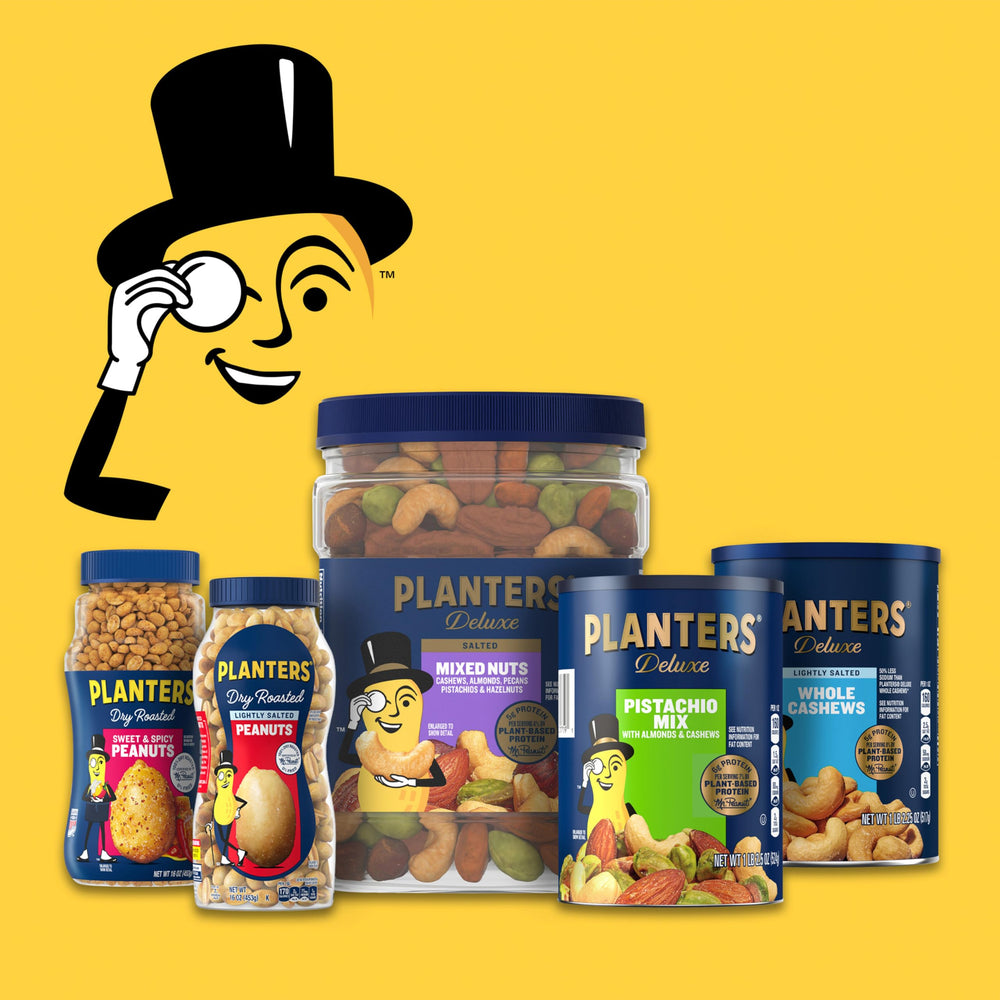 PLANTERS canister on pantry shelf suggesting easy storage and sharing