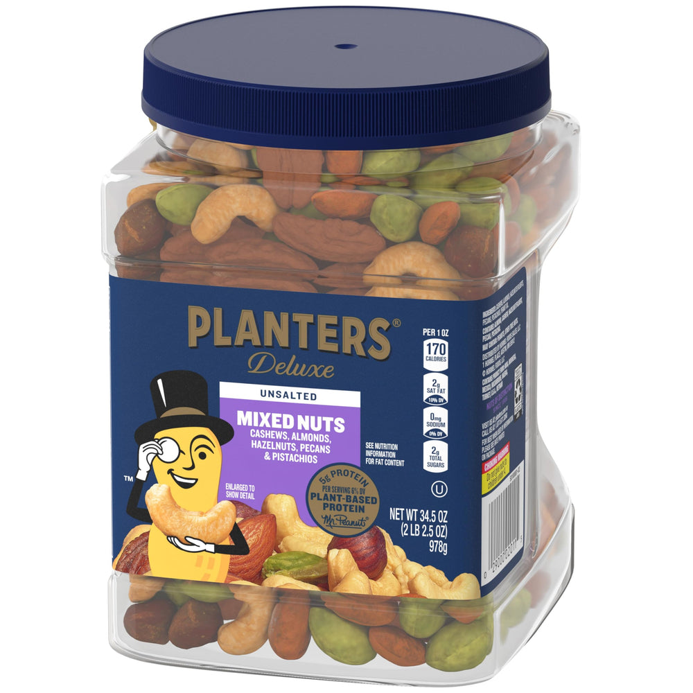 PLANTERS resealable lid detail, preserves freshness for on‑the‑go snacks
