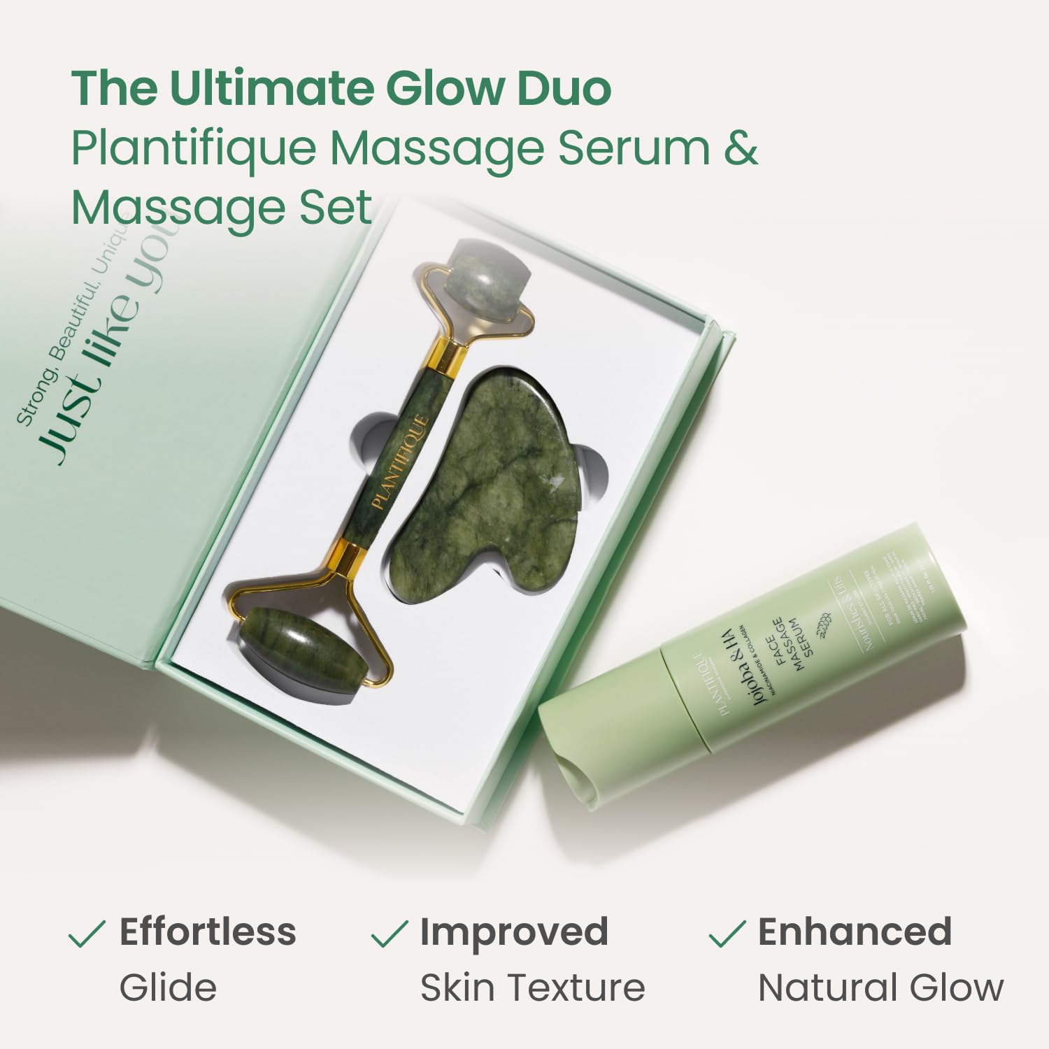 PLANTIFIQUE gua sha detail with curved edges for precise facial sculpting