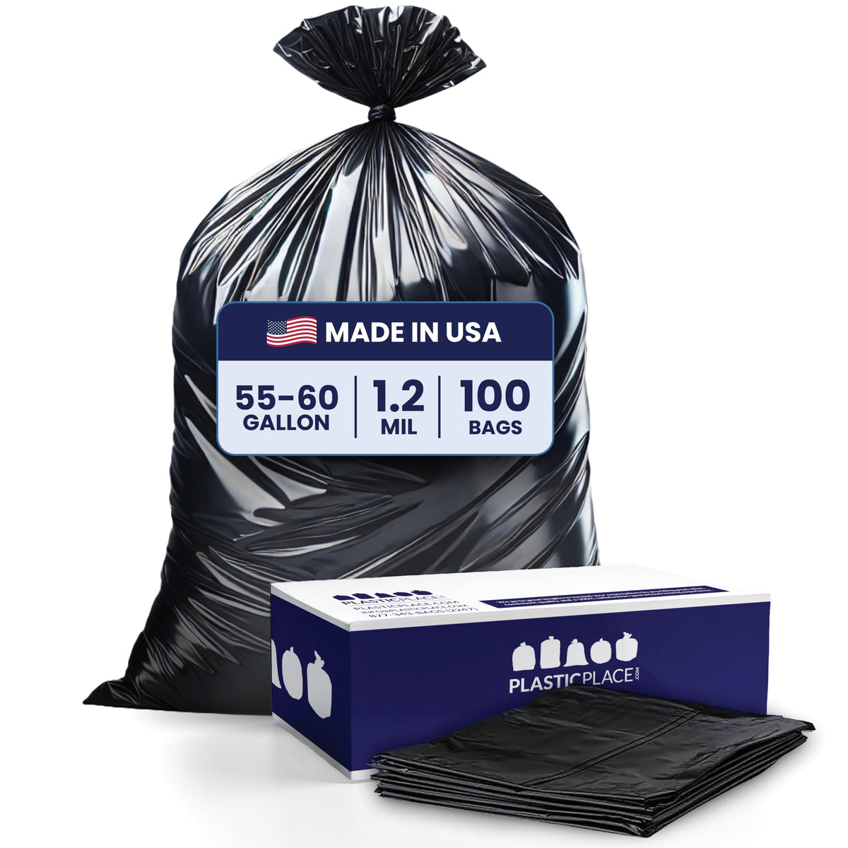 Plasticplace front packaging showing 100-count and heavy-duty benefit
